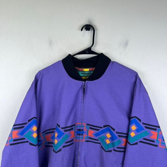 Vintage 90s Wrangler Brushpopper Native American Aztec Print Bomber Size XL - Picture 3 of 7